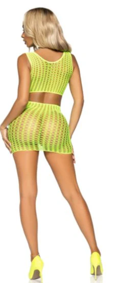 2 Pc Crochet Crop Top and Mini Skirt Yellow - Image 2