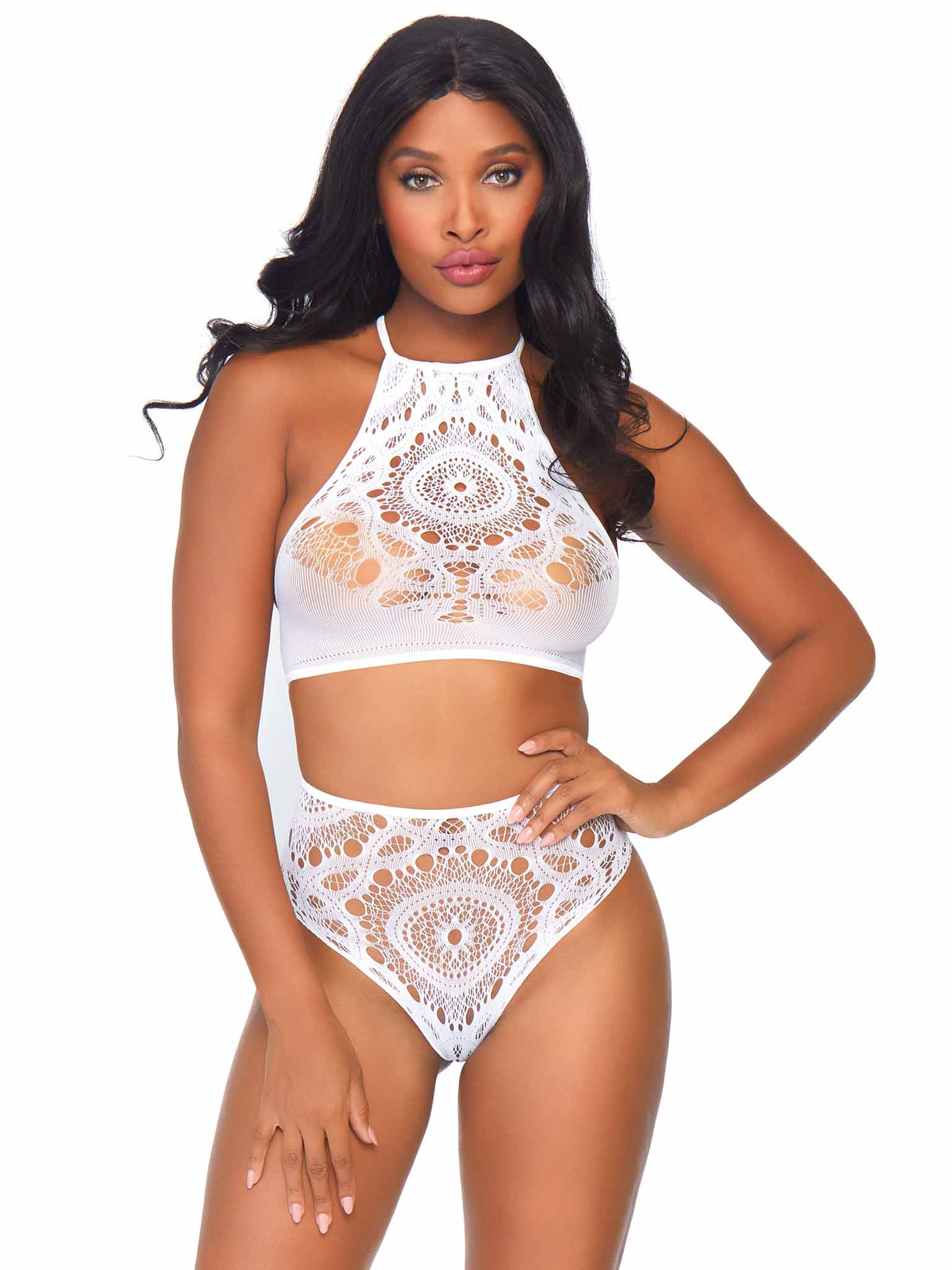 2PC Crop Top and Panty White