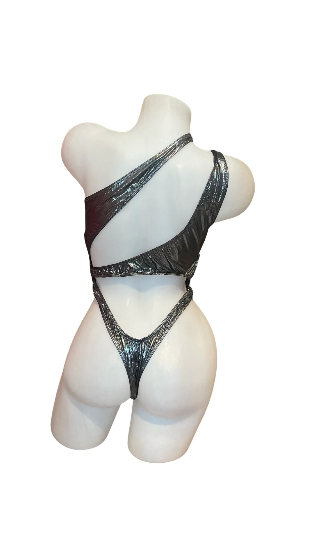Asymmetrical Bodysuit - Gunmetal - Image 2