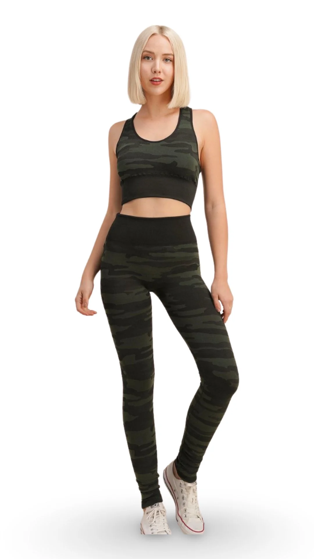 Camo Bra and Pant Set Olive