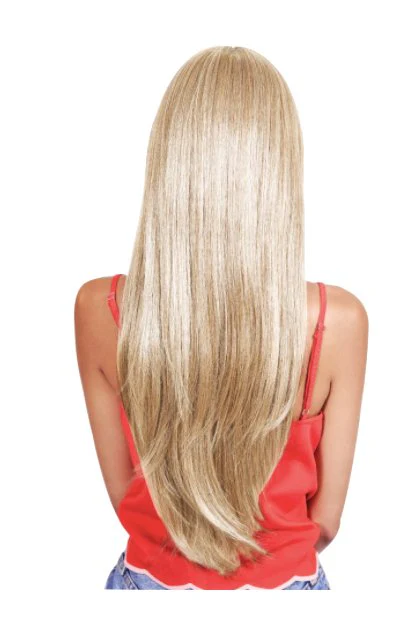 Extra Long Straight Wig with Bangs - Medium Brown/Honey Blonde - Image 2