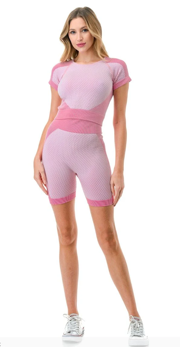 Crop Top and Shorts Set Baby Pink