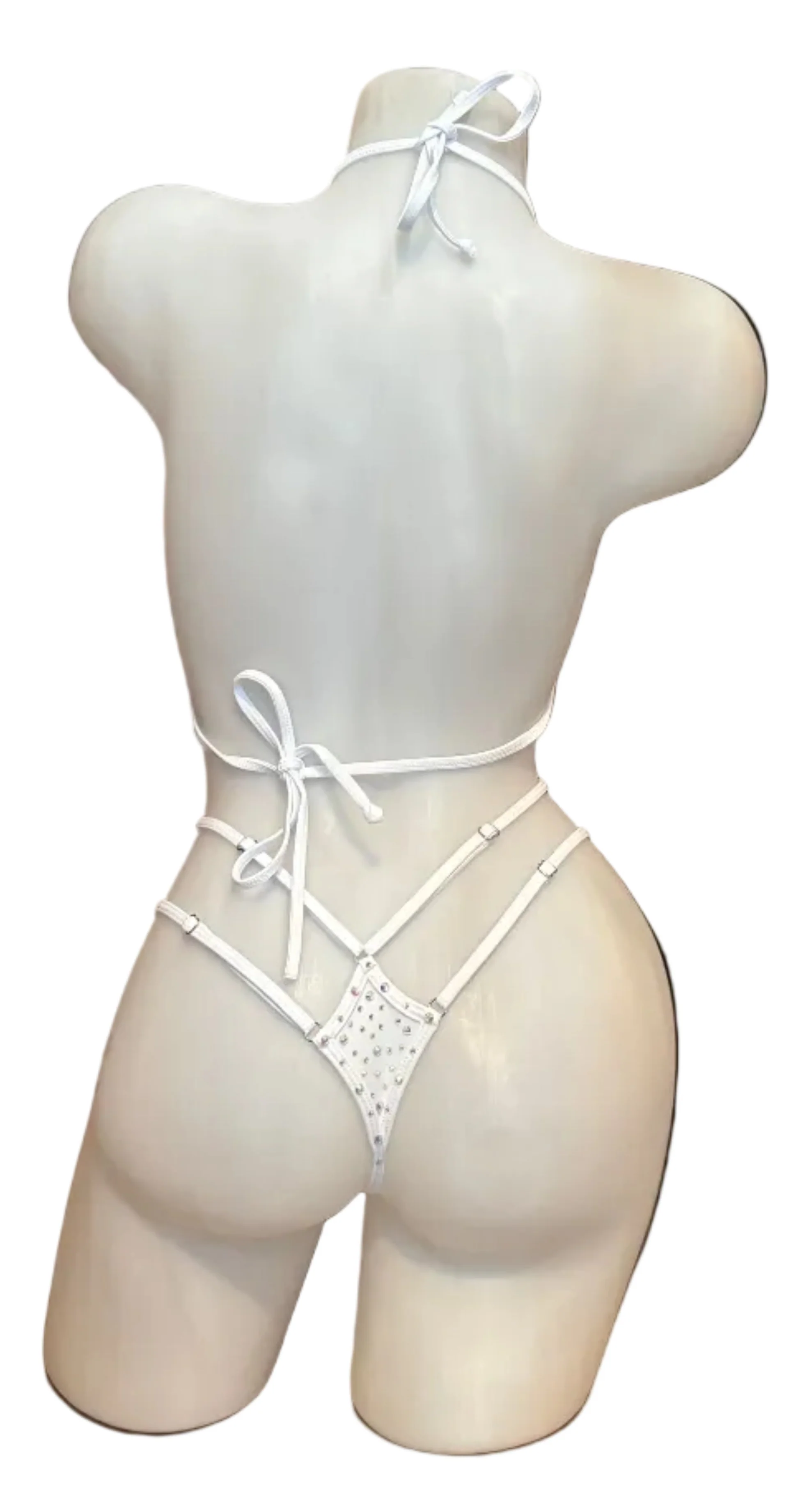 Crystal Diamond Cut Bikini Set White - Image 2