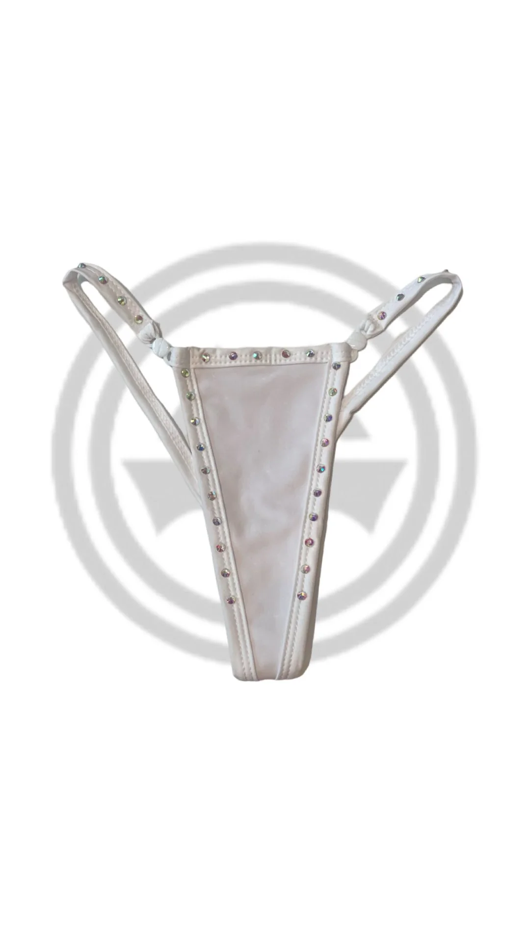 Crystal Thin Clip G-String - White