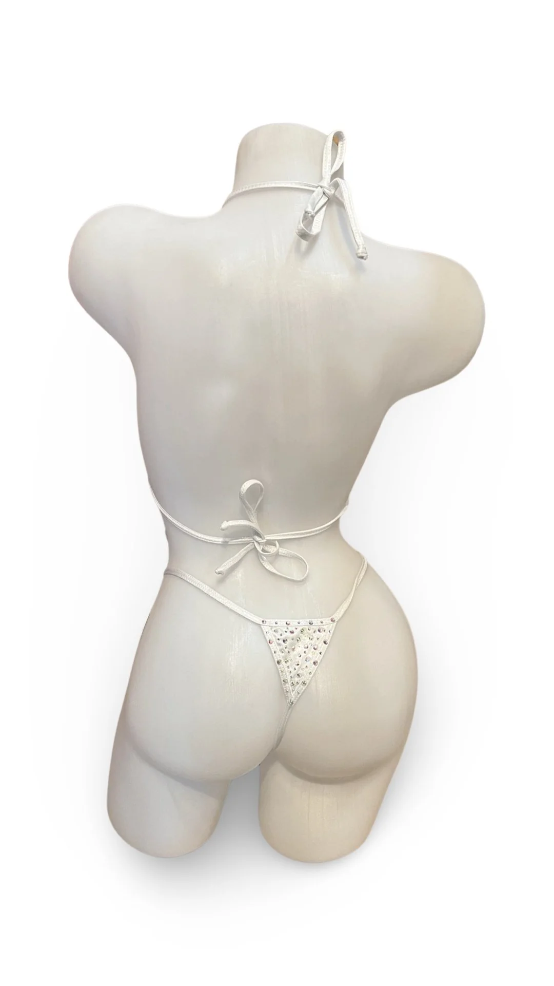 Crystal Under Bust Bikini Metallic White - Image 3