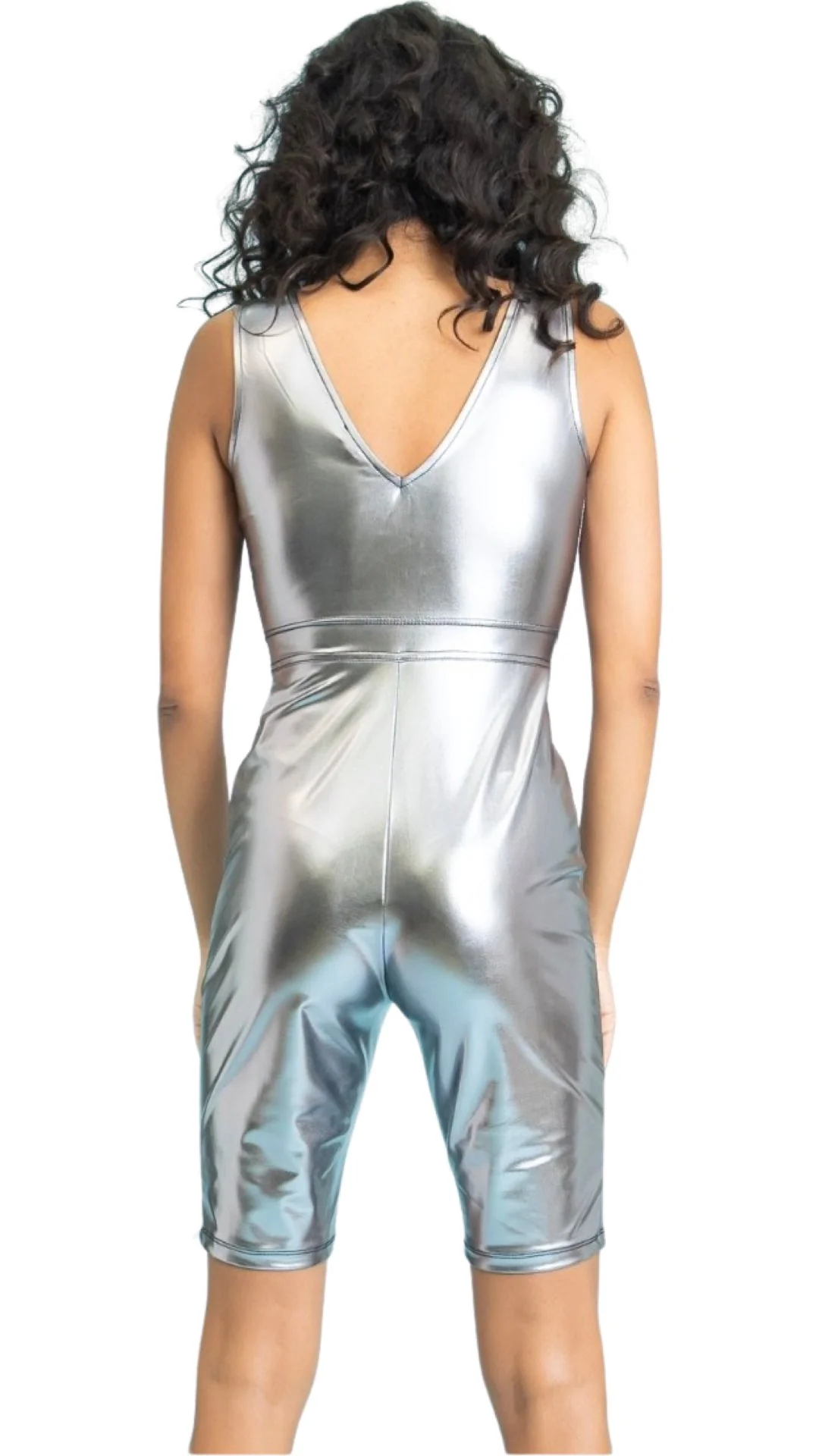 Deep V Biker Short Romper - Image 2
