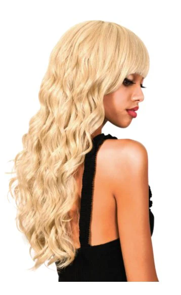 Extra Long Medium Curl Wig with Bangs - Ash Blonde
