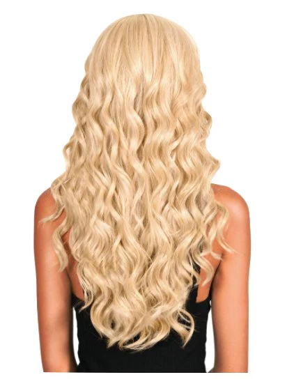 Extra Long Medium Curl Wig with Bangs - Darkest Brown - Image 2