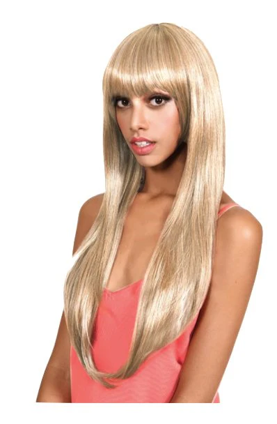 Extra Long Straight Wig with Bangs - Medium Brown/Copper