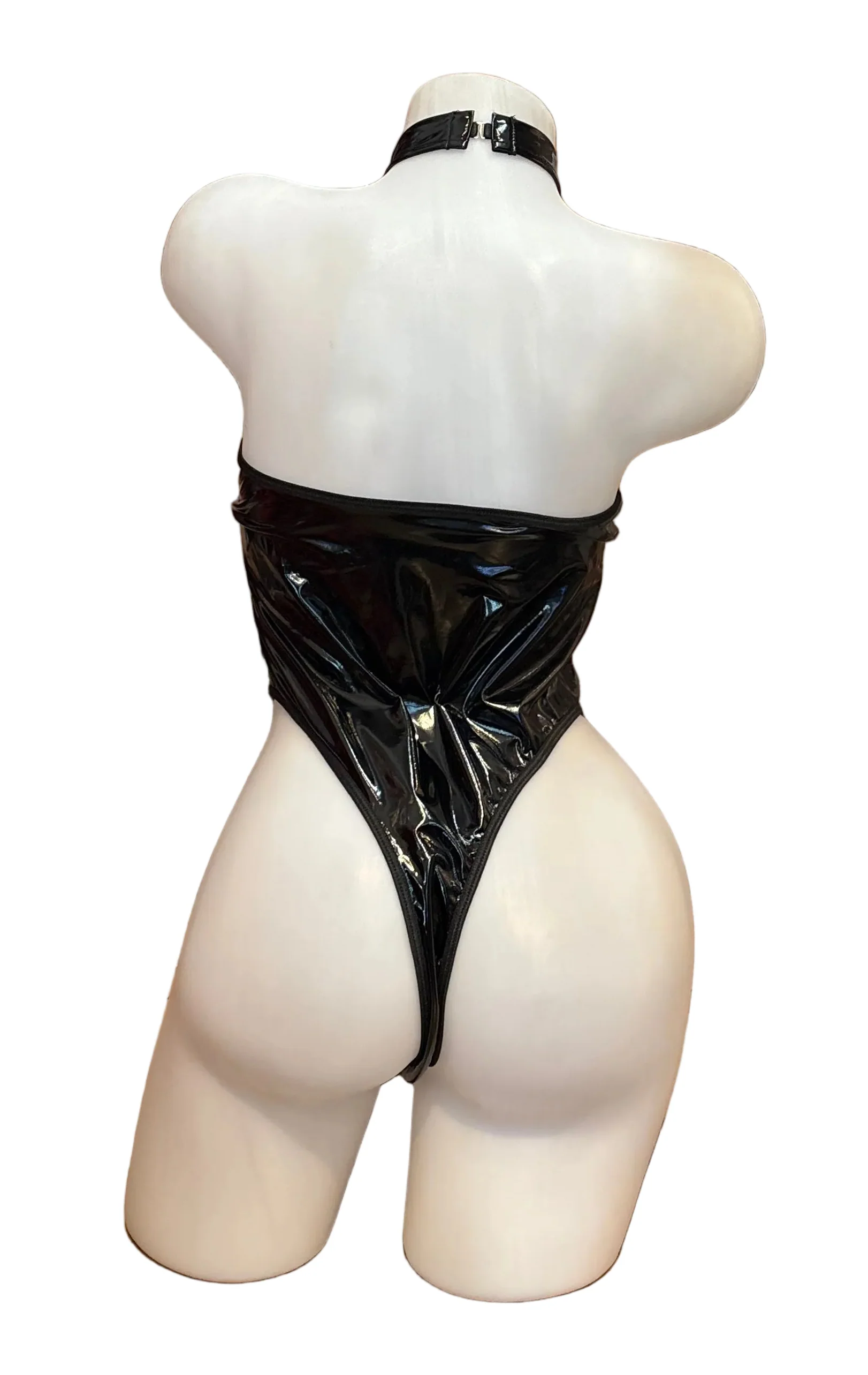 Fishnet Underwire Vinyl Bodysuit - Image 2