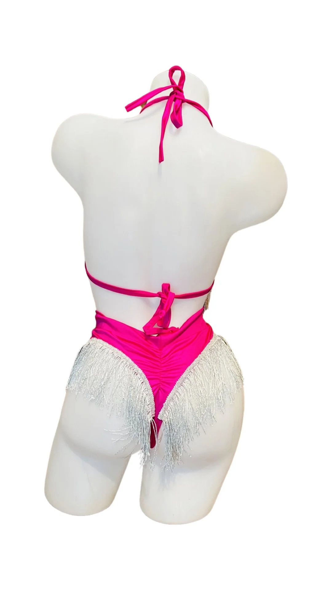 Fringe High Waist Bikini Set Pink - Image 2