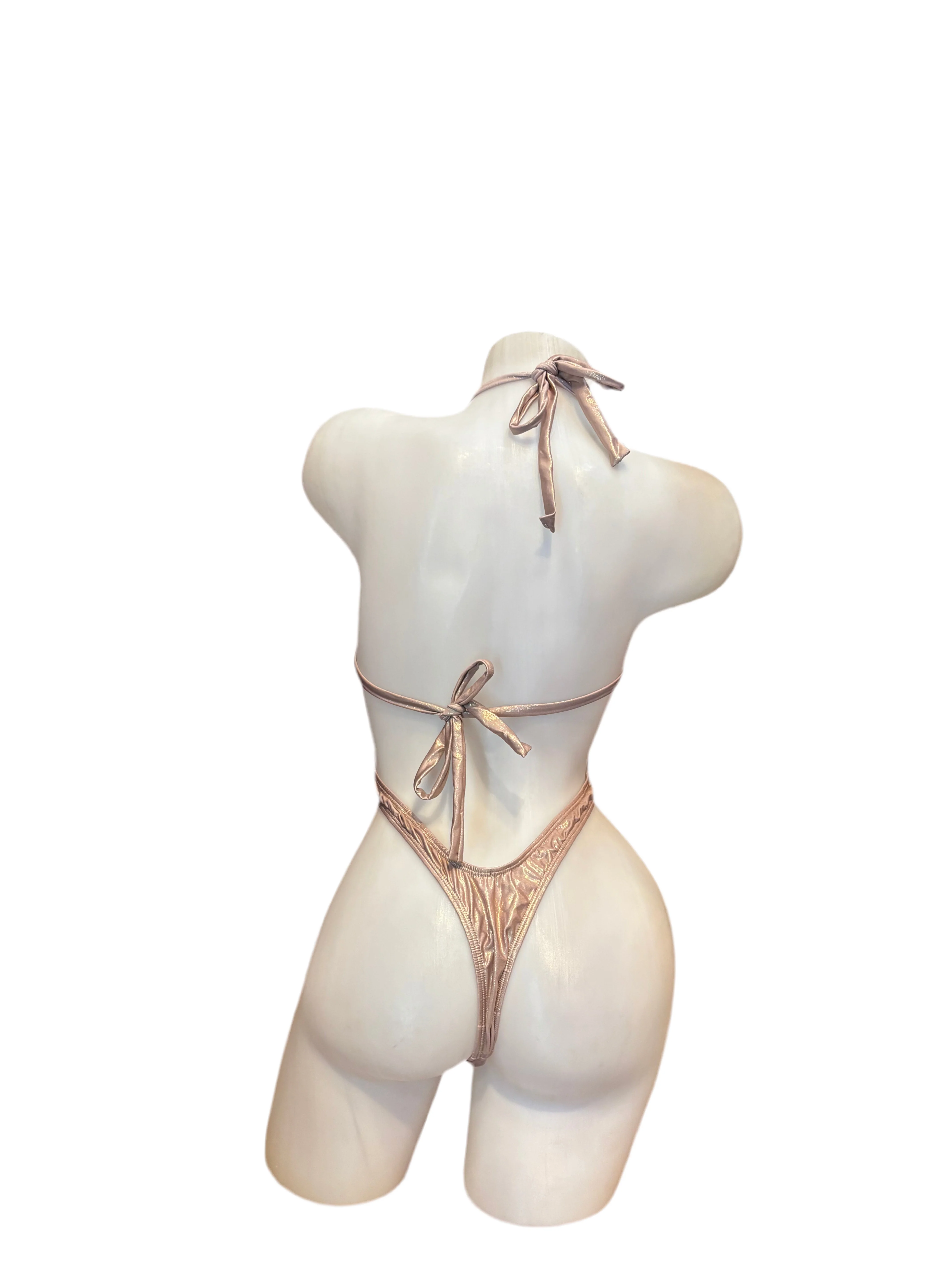 Front Lace Up Bodysuit - Champagne - Image 2