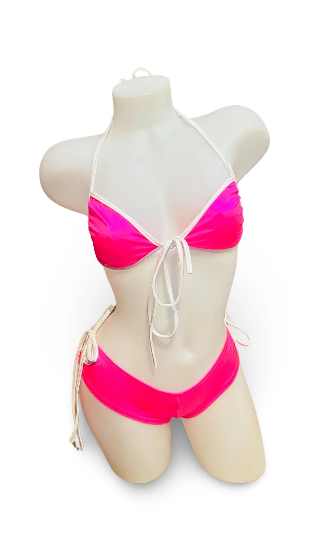 Front Tie Pink/White Set