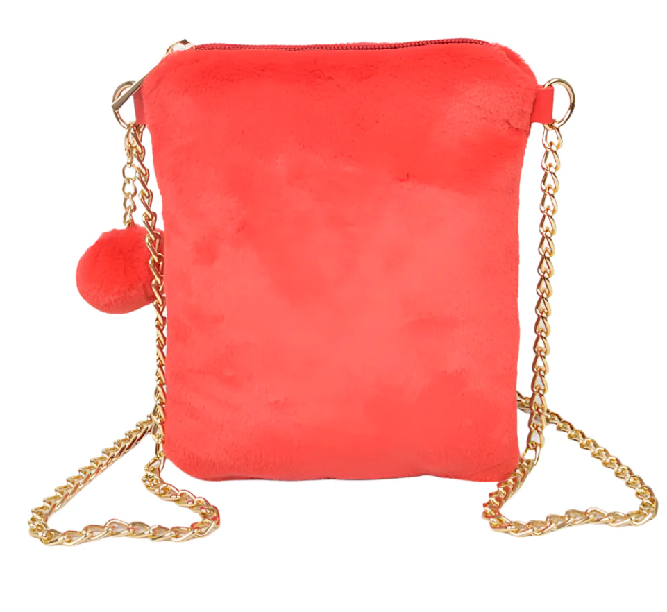 Fur Square Clutch Red