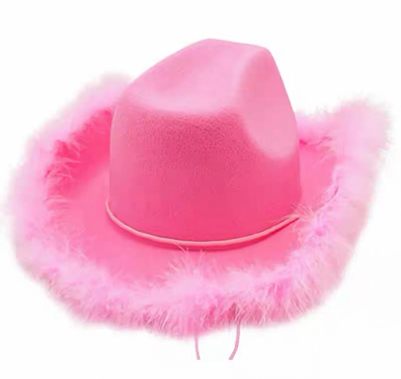 Fur Trim Cowboy Hat Baby Pink