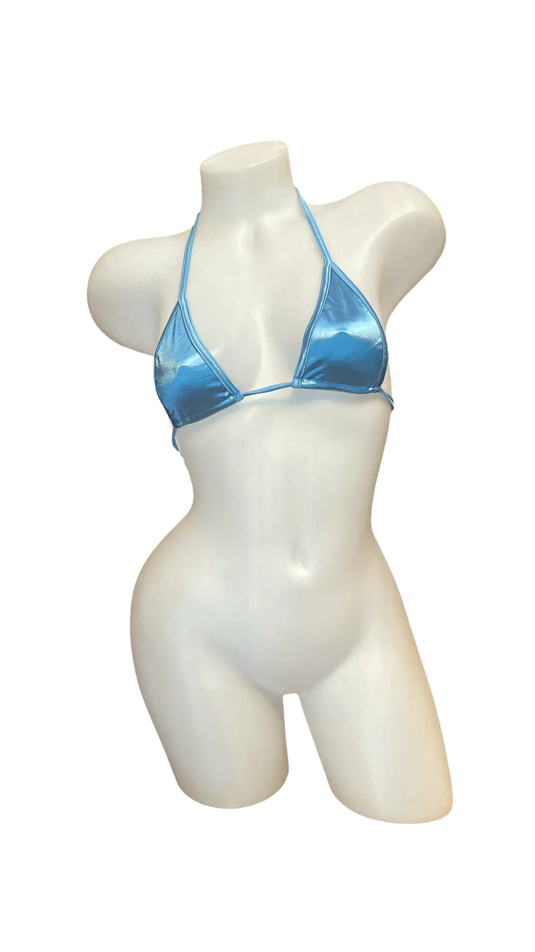 Glossy Satin Tie Triangle Top - Periwinkle - Image 2