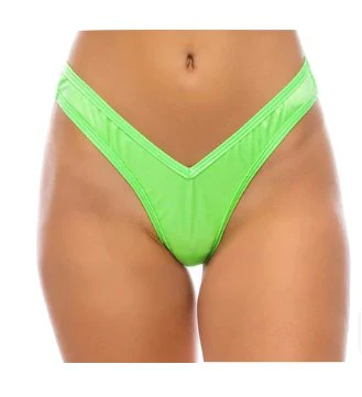 High Waist Scrunch Bottom Thong Neon Green - Image 2
