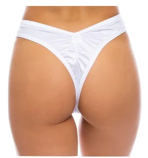 High Waist Scrunch Bottom Thong White