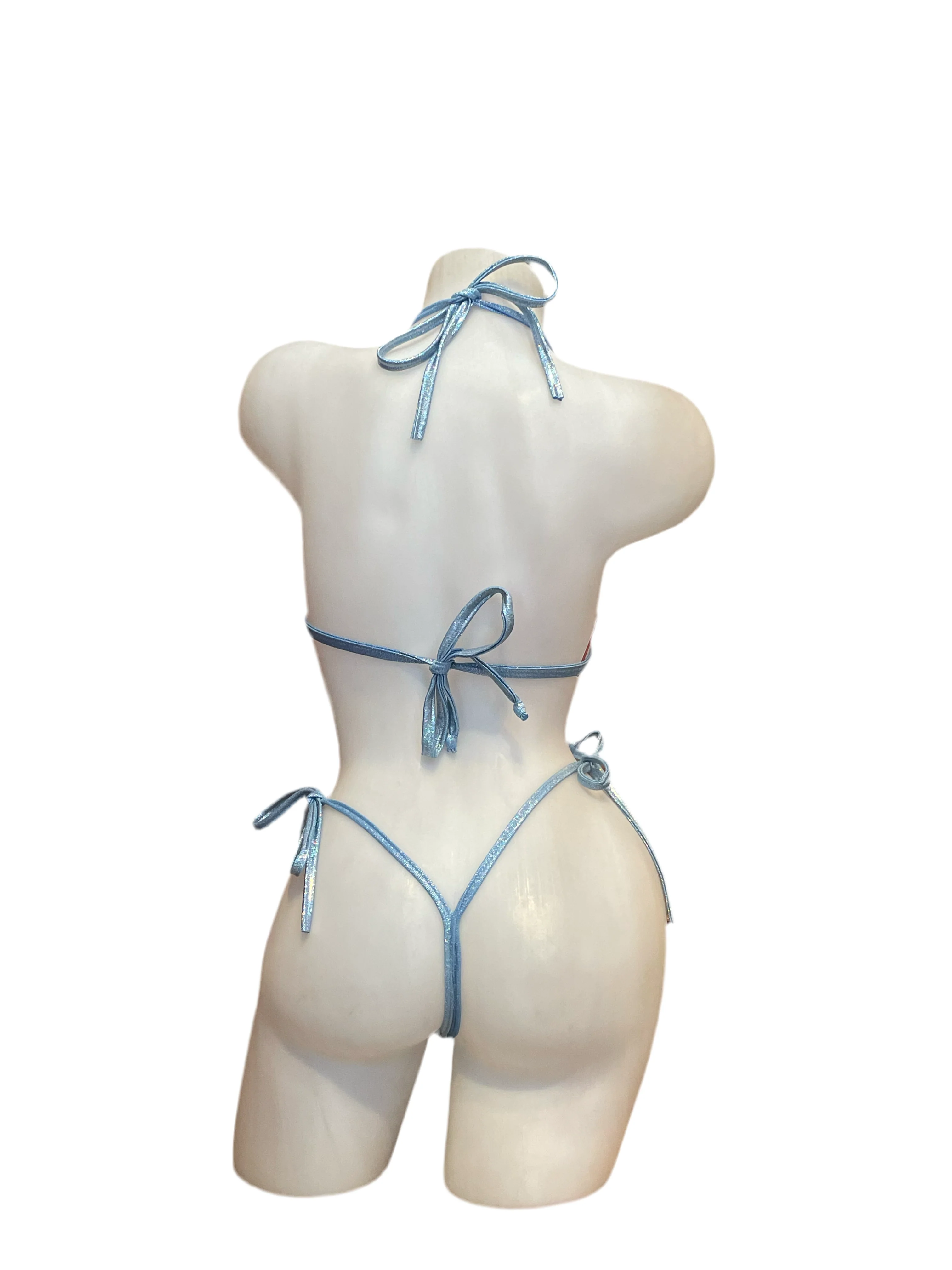 Holographic Triangle Top and Thong Baby Blue - Image 2