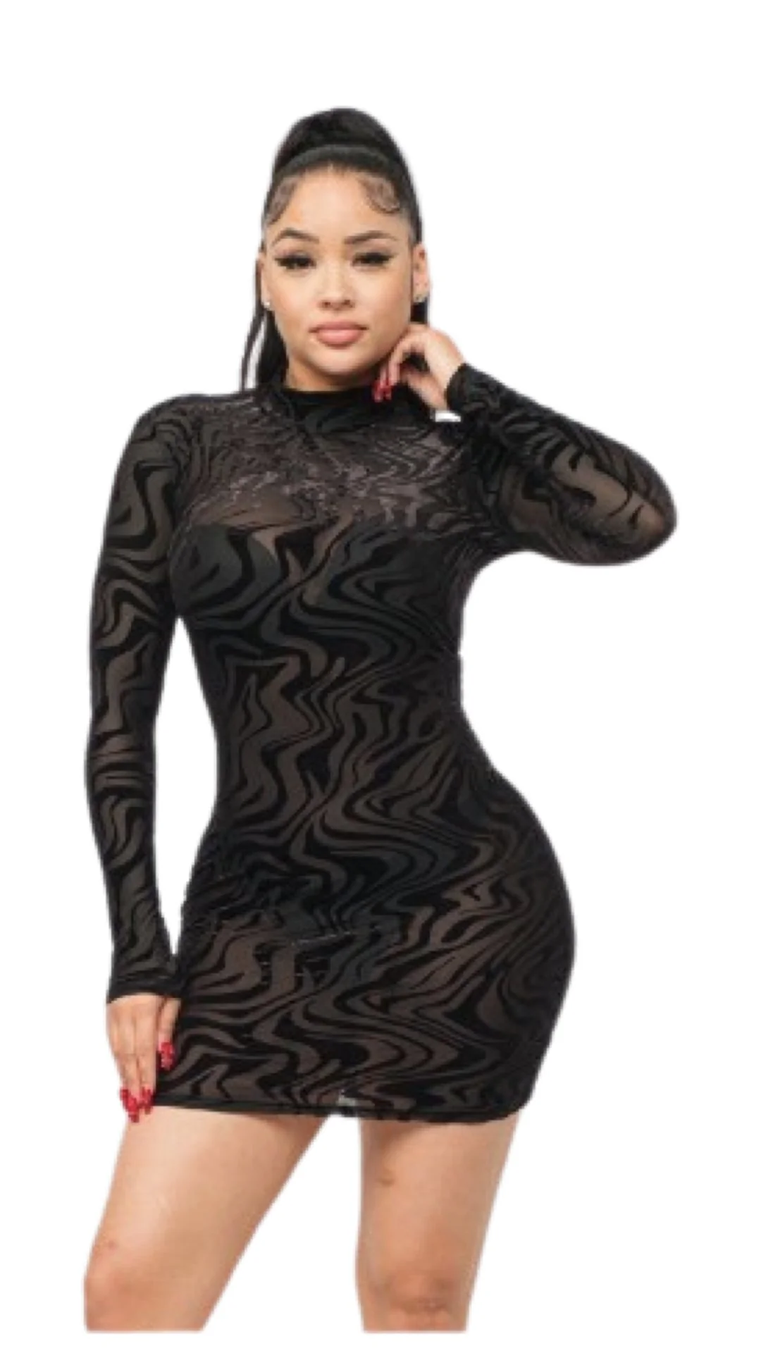 Long Sleeve Geometric Dress
