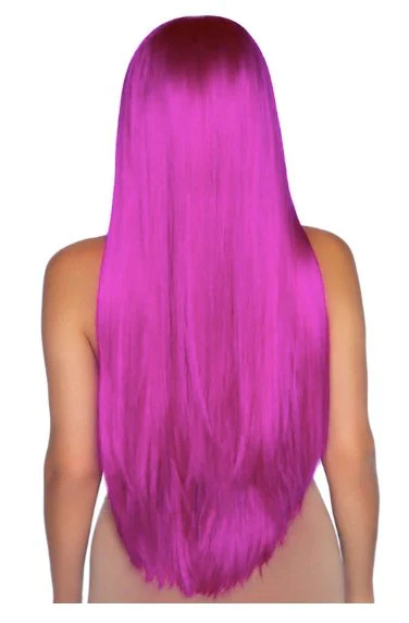 Long Straight Center Part Wig - Neon Purple - Image 2