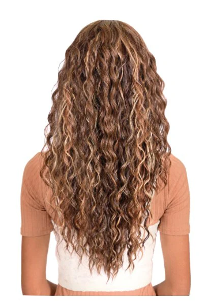 Long Tight Curl Wig with Bangs - Medium Brown/Copper Blonde - Image 2