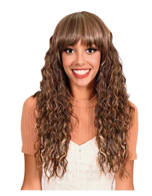 Long Tight Curl Wig with Bangs - Darkest Brown