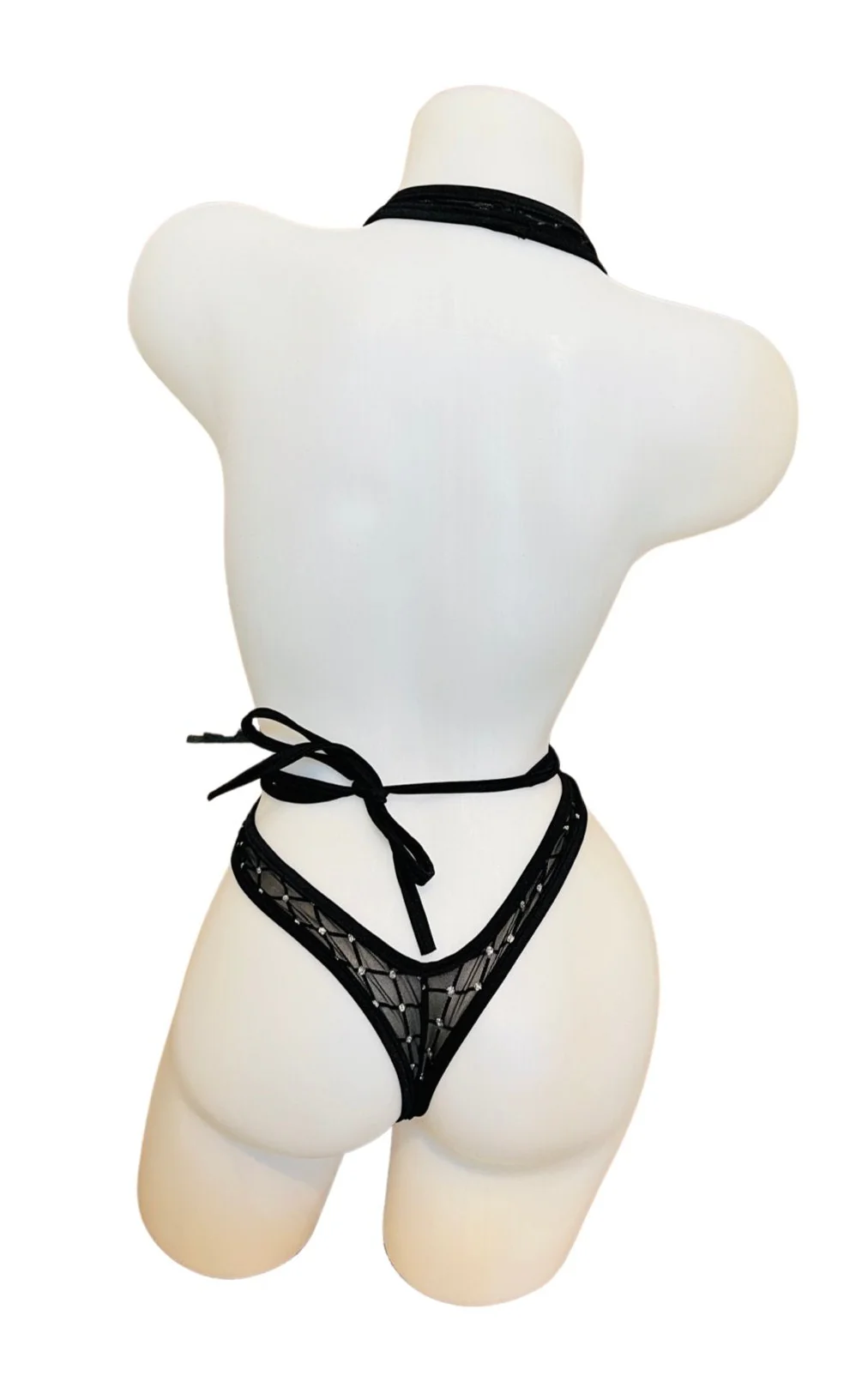 Mesh and Velvet Wrap with Dots Black - Image 2