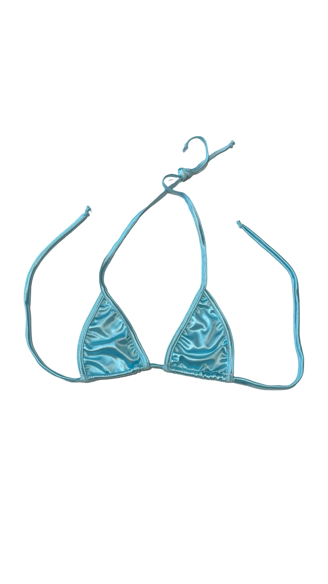 Micro Glossy Tie Triangle Top - Aqua - Image 2