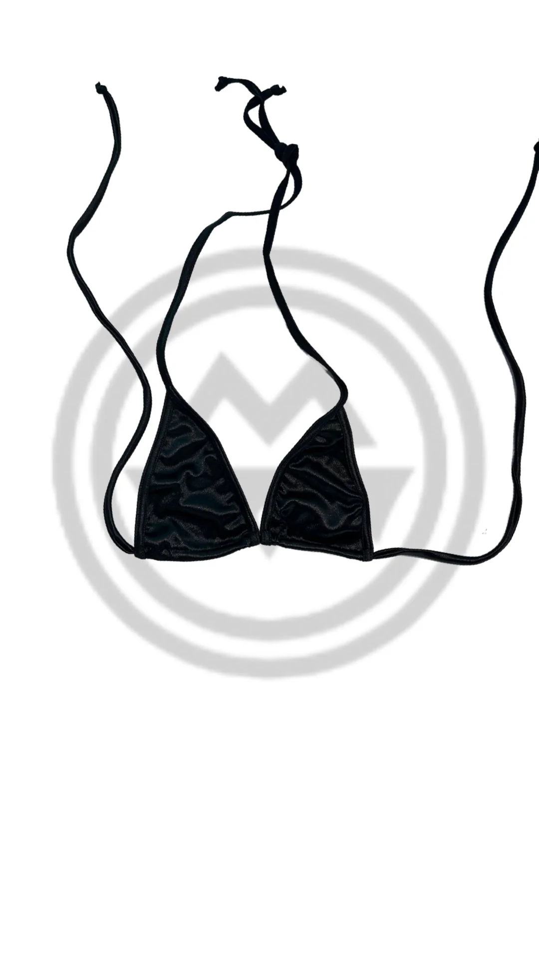 Micro Glossy Tie Triangle Top - Black
