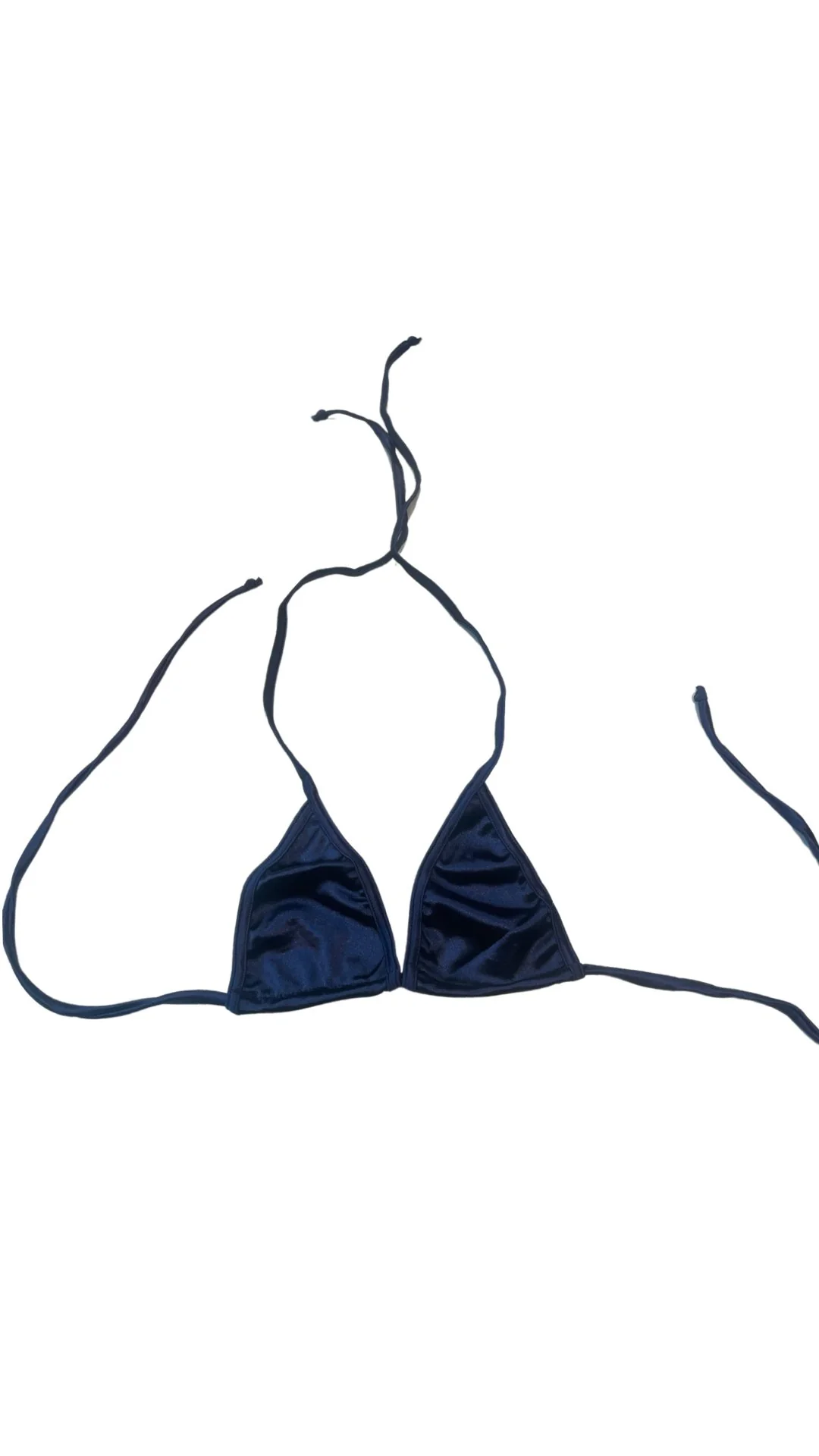 Micro Glossy Tie Triangle Top - Navy - Image 2