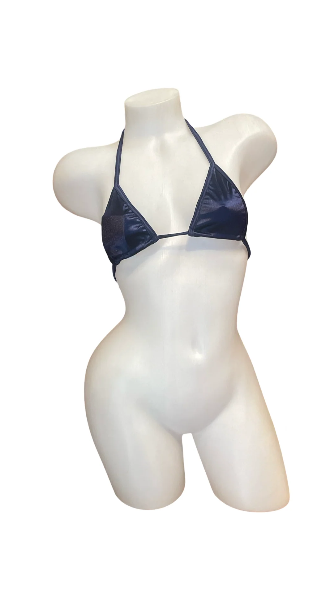 Micro Glossy Tie Triangle Top - Navy - Image 3
