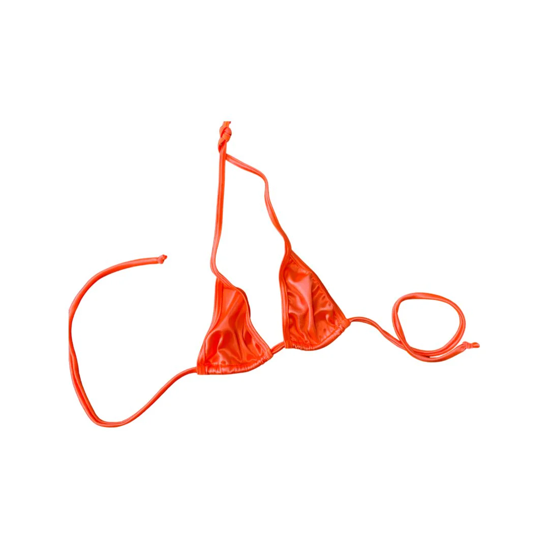 Micro Glossy Tie Triangle Top - Orange - Image 2
