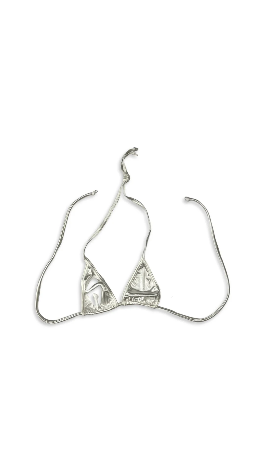 Micro Glossy Tie Triangle Top - White - Image 2