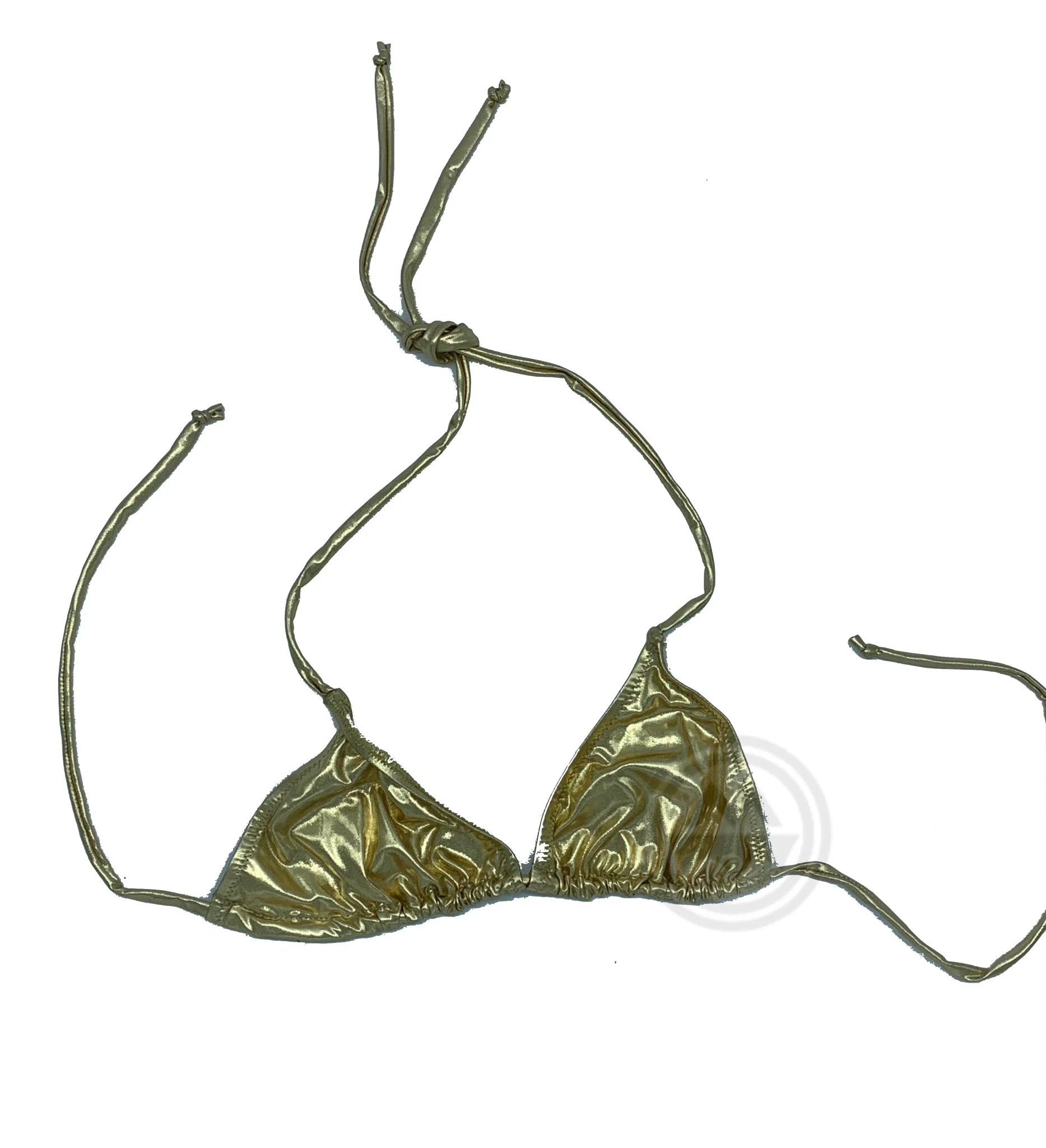 Micro Metallic Tie Triangle Top - Gold