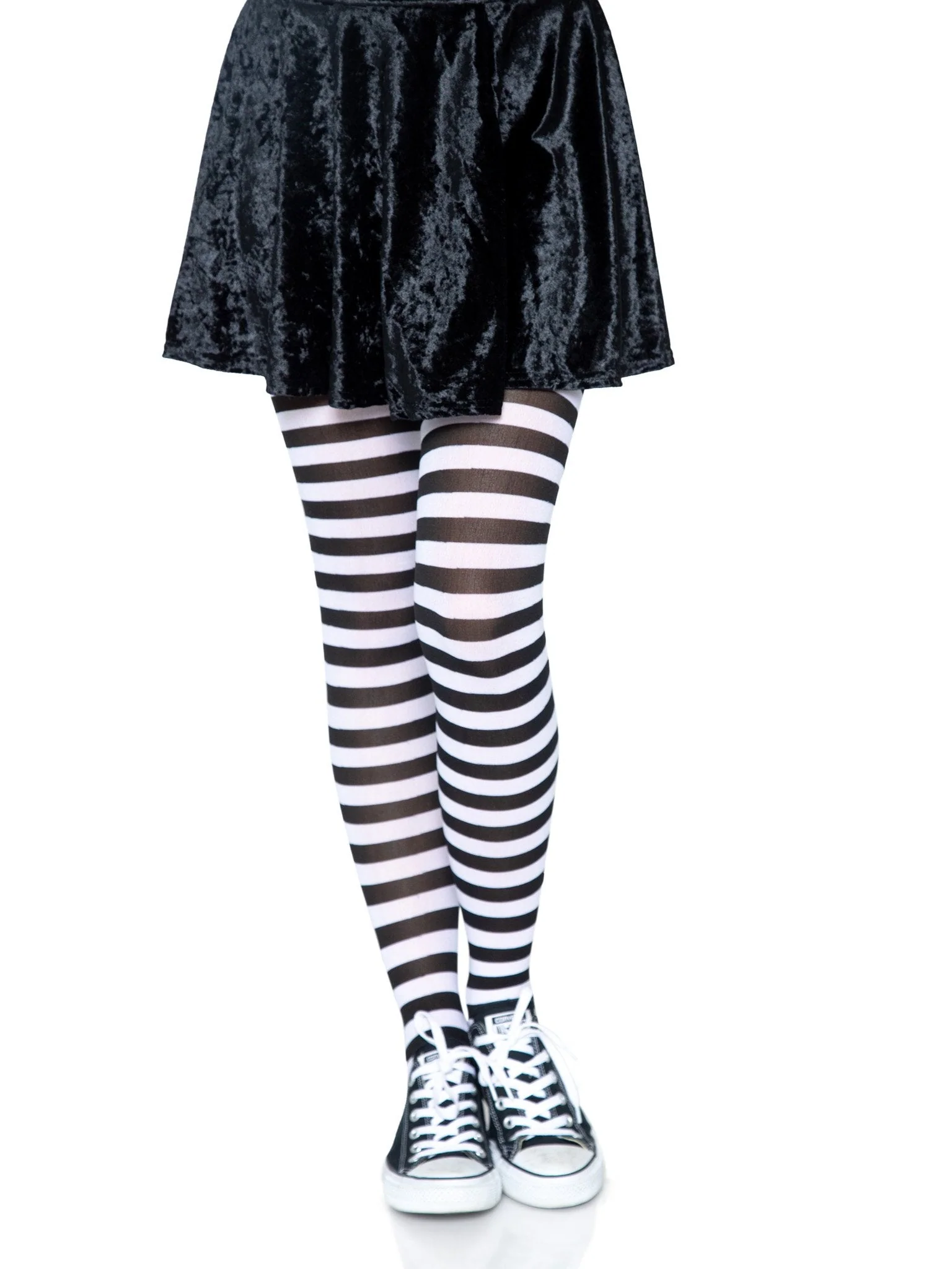 Nylon Striped Tights - Black/White