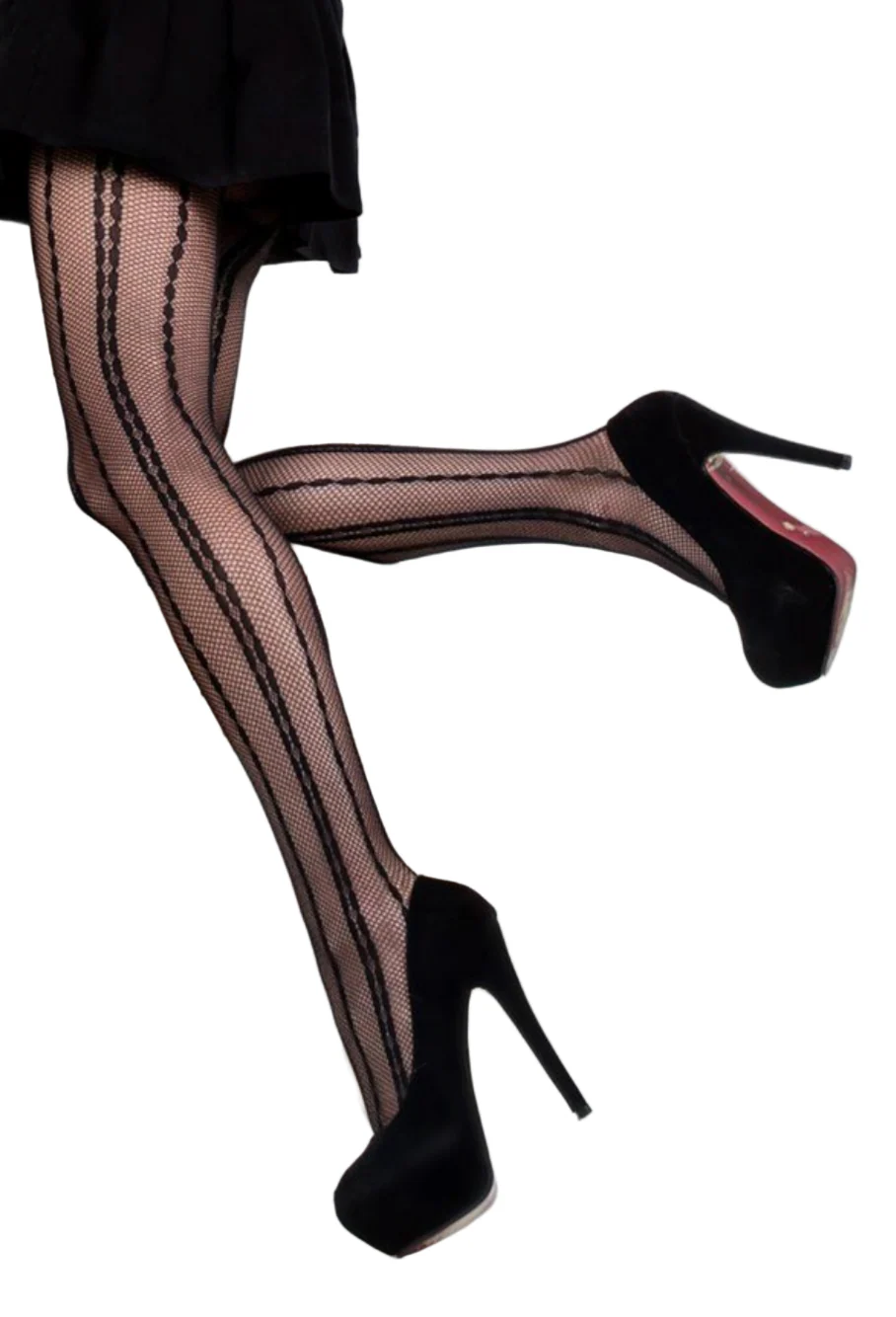 Pin Dot Striped Fishnet Pantyhose
