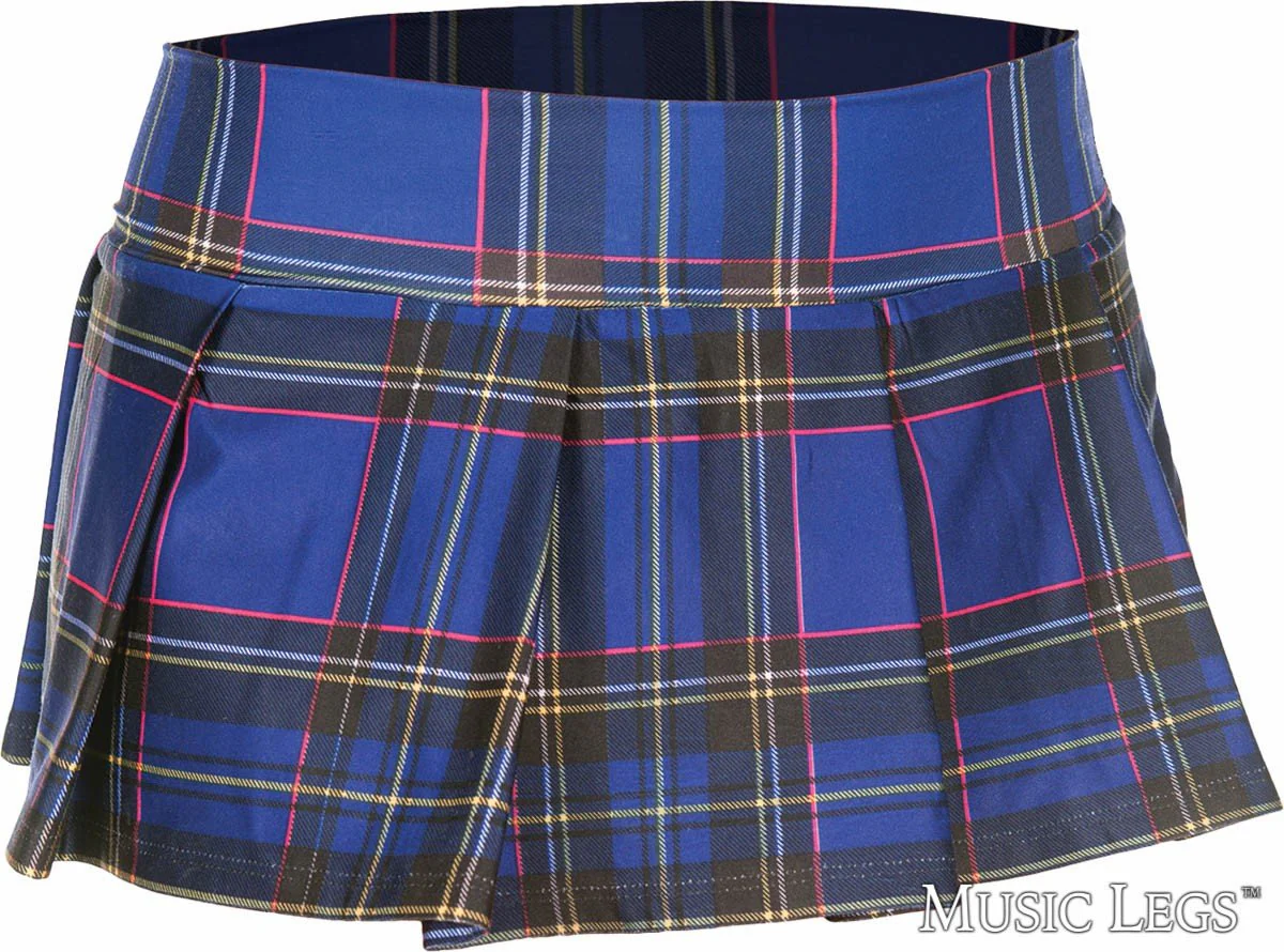 Plaid Mini Skirt - Dark Blue