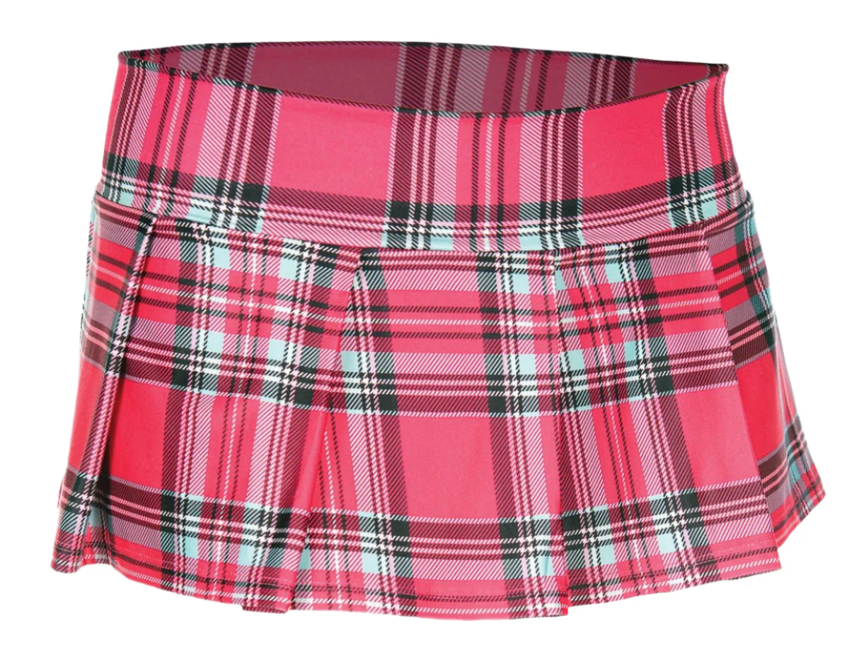 Plaid Mini Skirt - Hot Pink