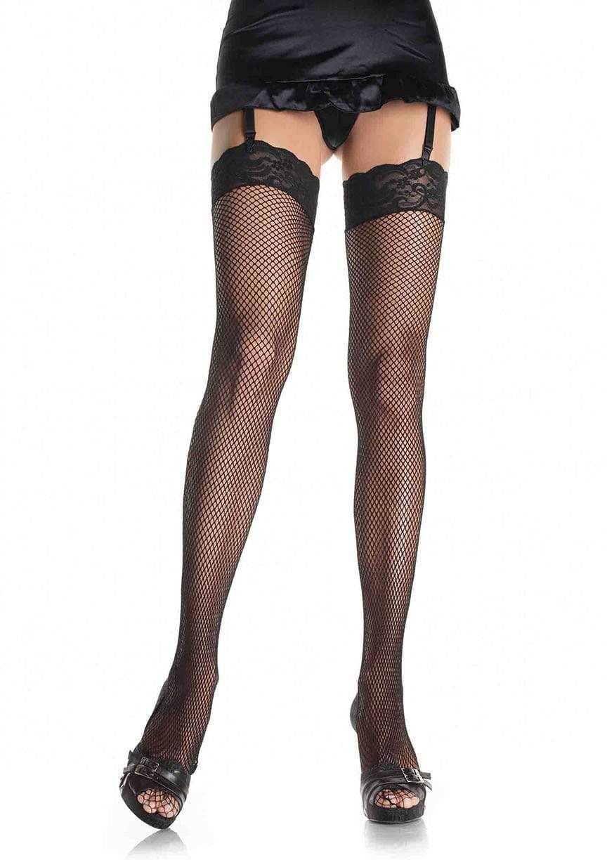 Plus Size Fishnet Thigh Highs with Lace Top