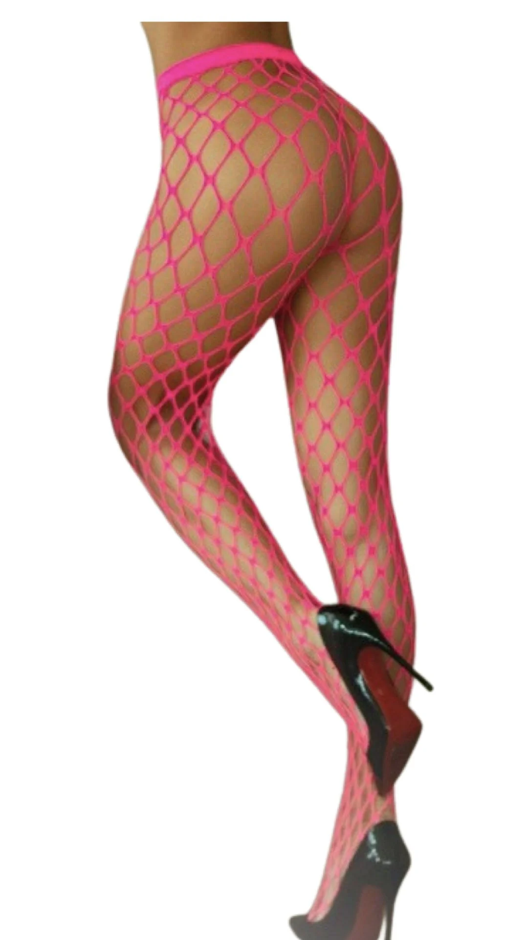Pothole Net Pantyhose Neon Pink
