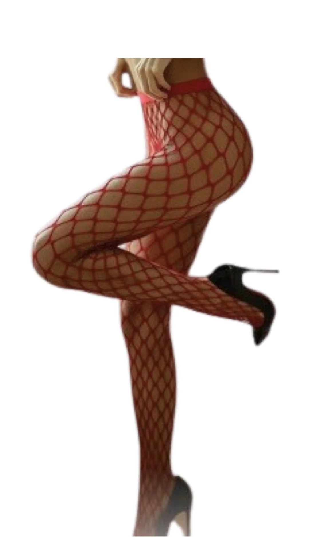 Pothole Net Pantyhose Red