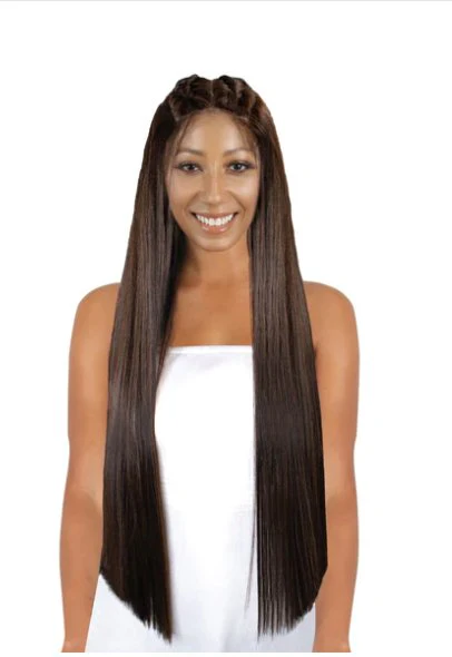 Pre-Styled Two Braid Straight Wig - Black