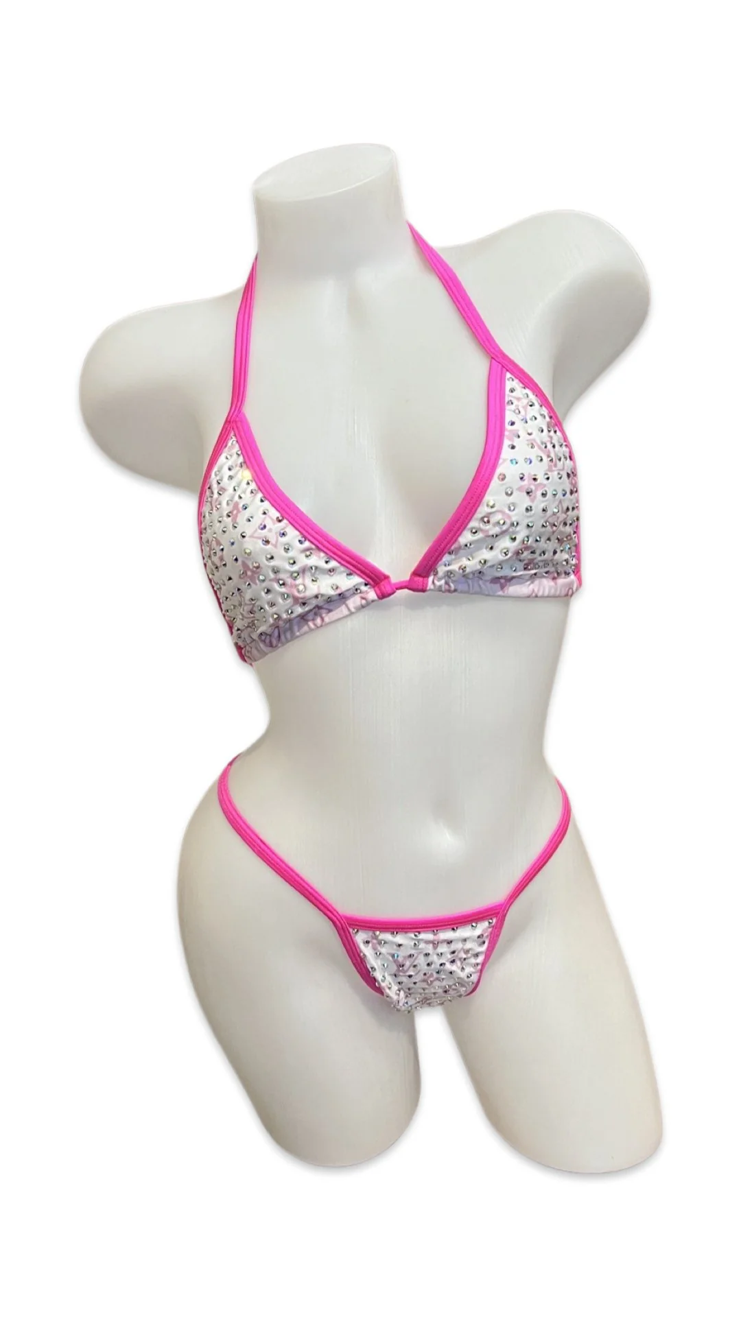 Rhinestone Bikini Design Hot Pink