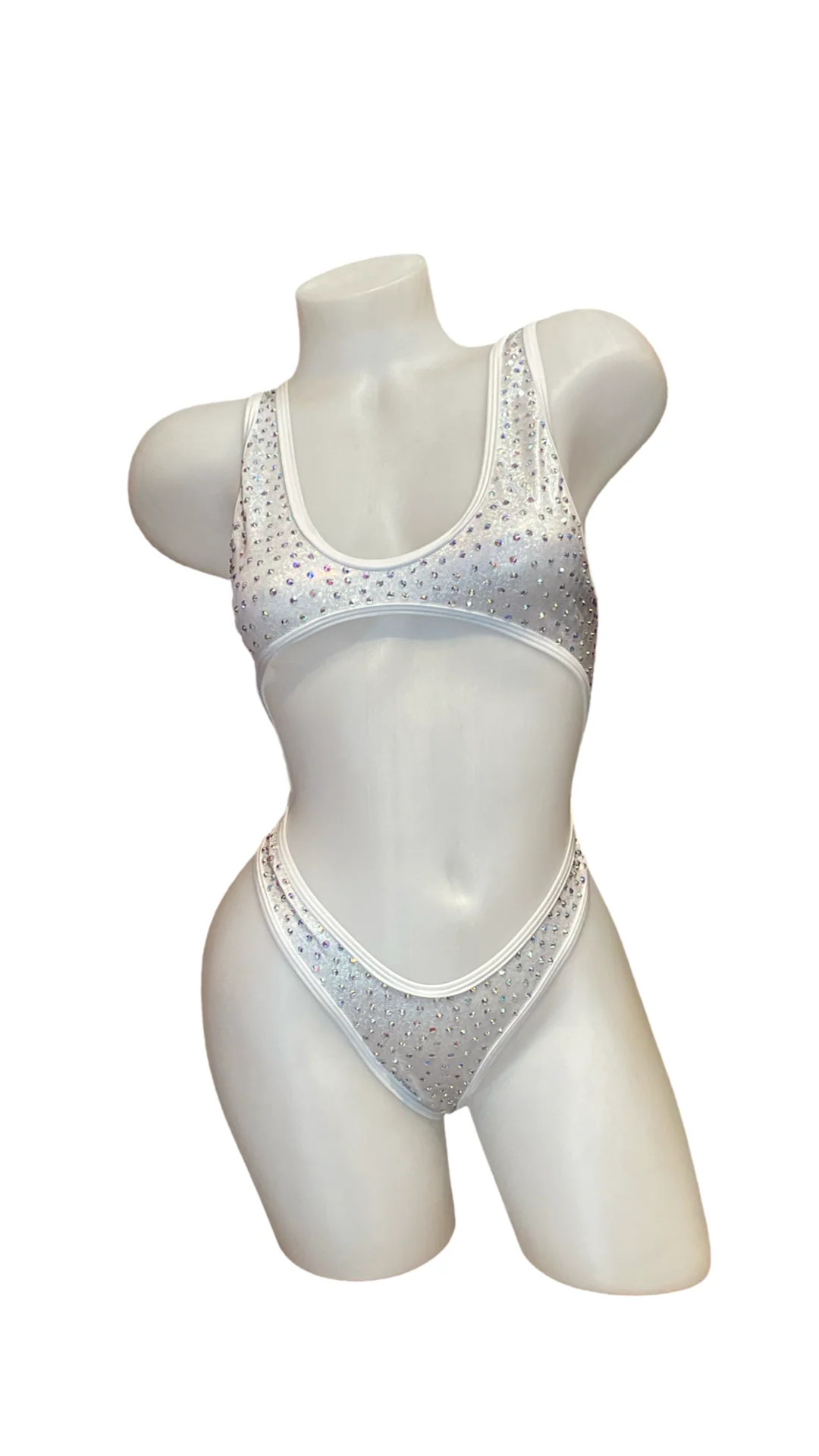 Rhinestone Bralette One Piece Silver
