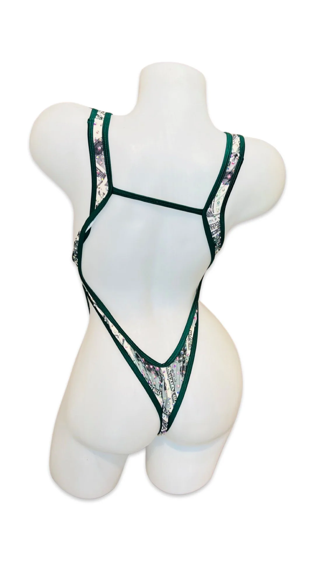 Rhinestone Front Tie One Piece Money - Image 2