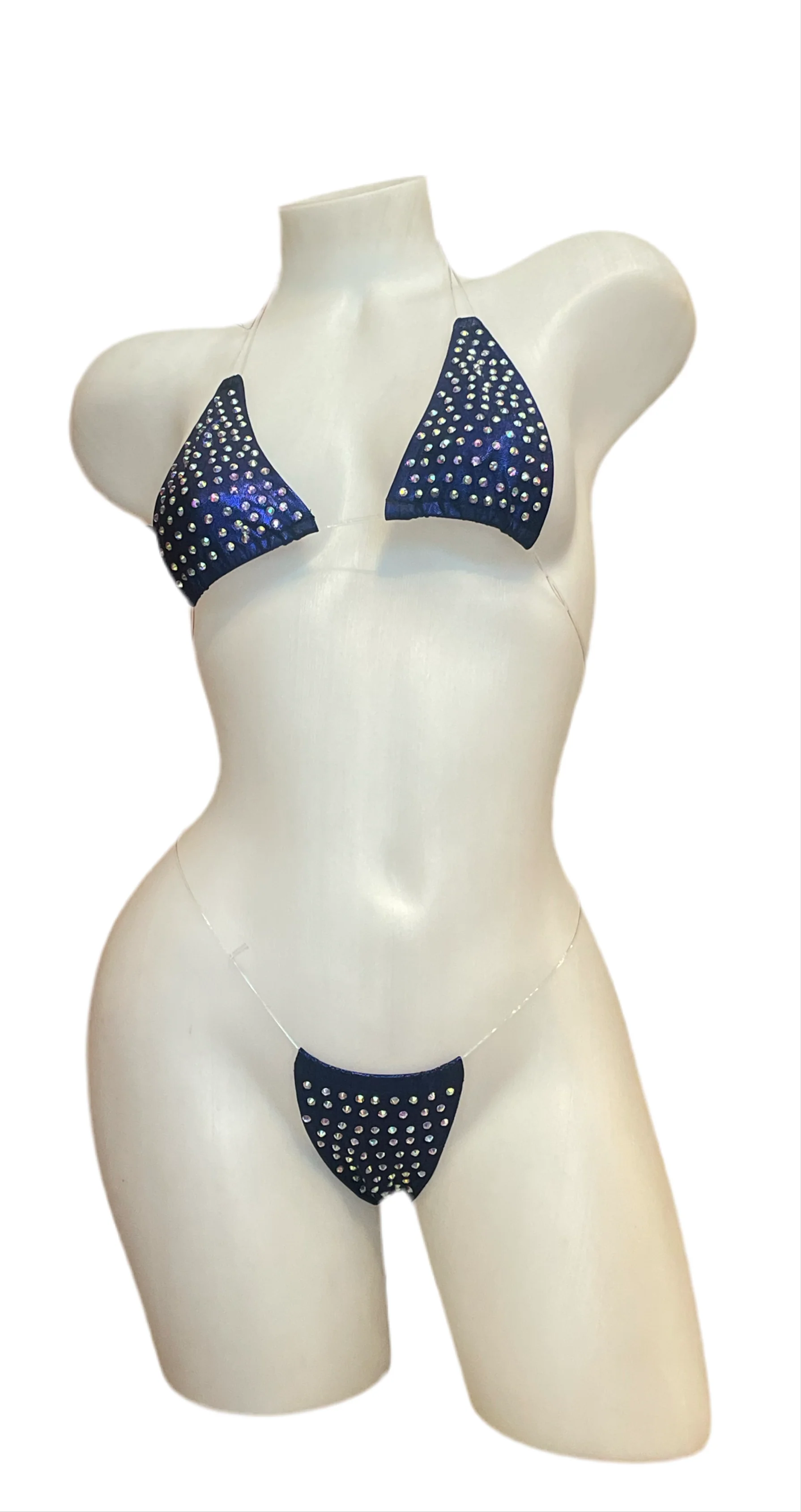 Rhinestone Micro Bikini Metallic Royal Blue