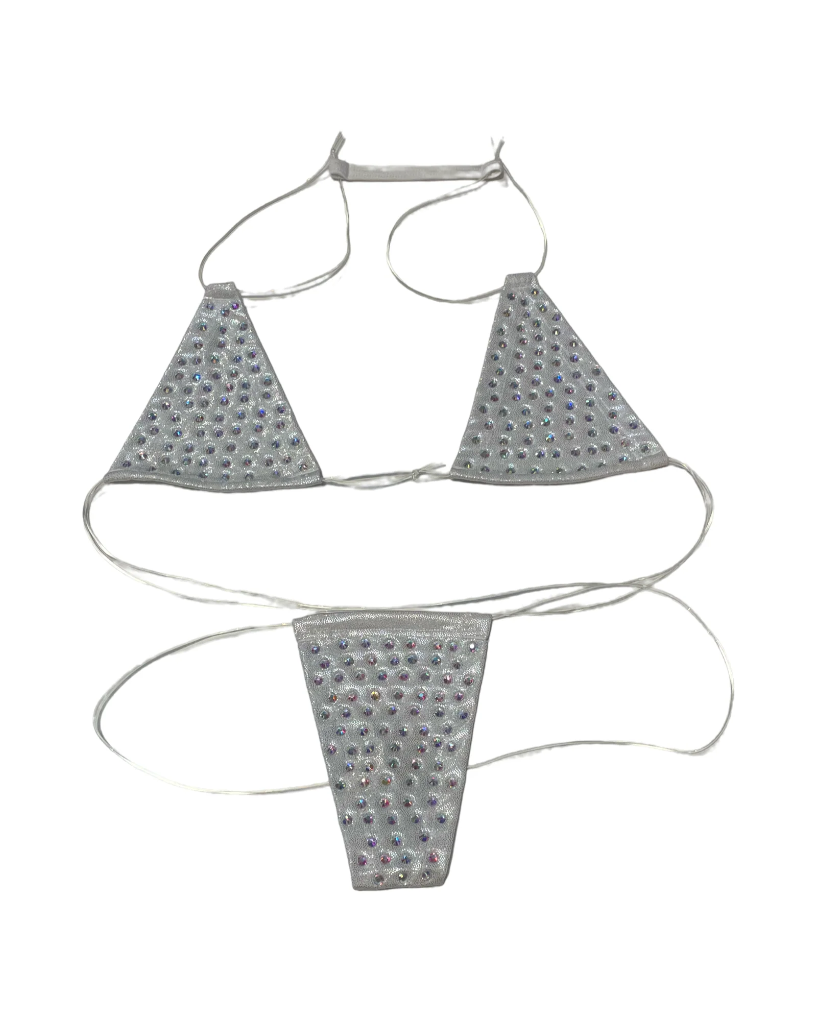 Rhinestone Micro Bikini - White