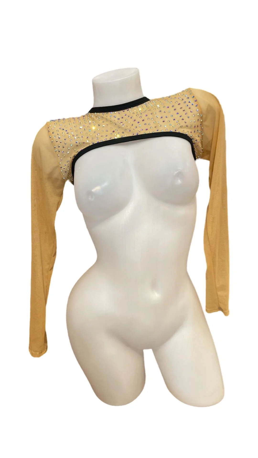 Rhinestone Shoulder Bolero Nude/Black