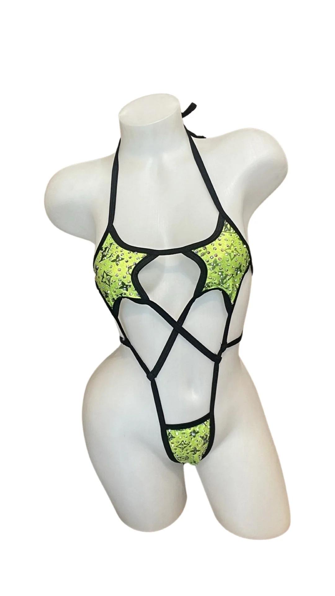 Rhinestone Star Sling Shot Design Green